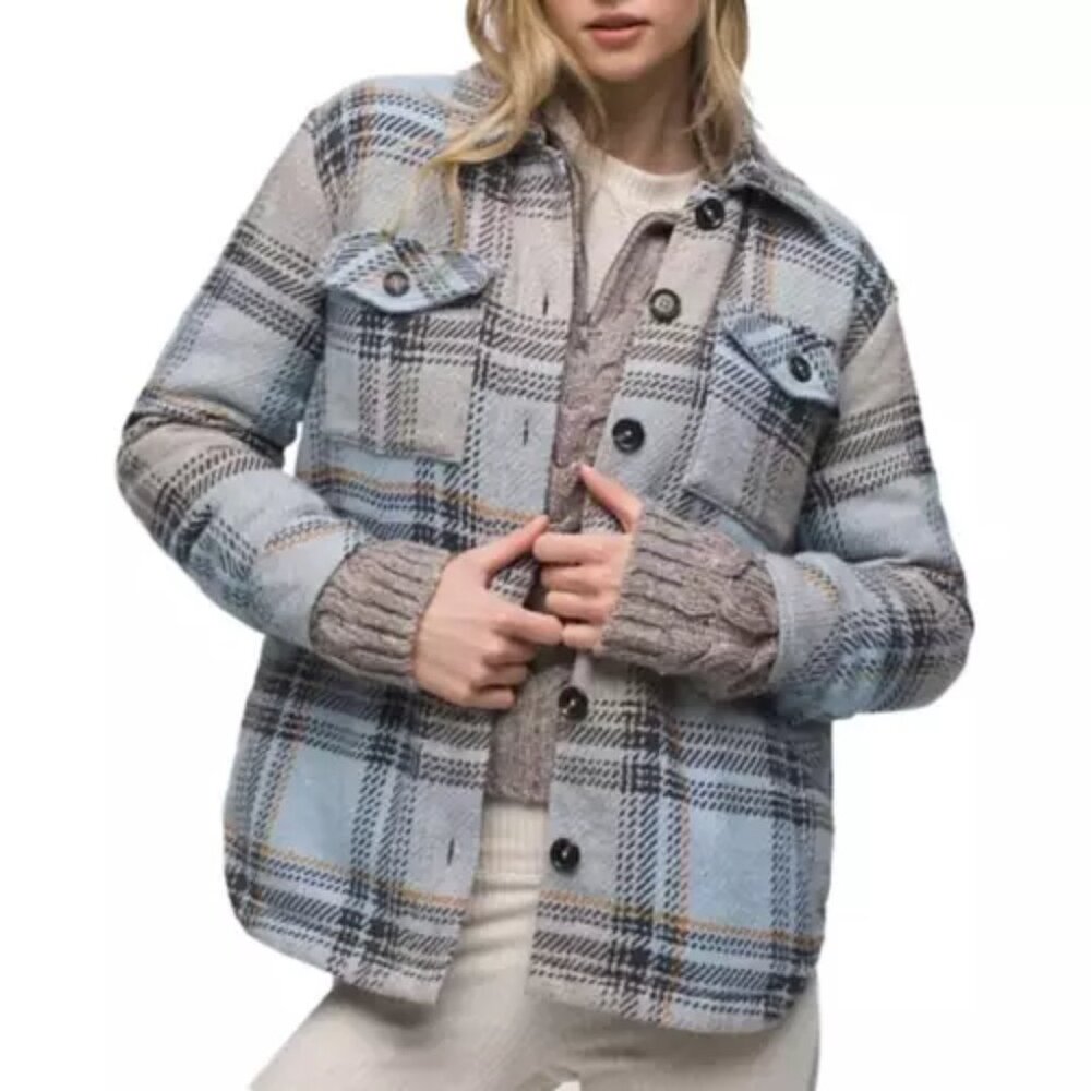 NEW Prana  Lower Falls Flannel Jacket XS Blue